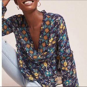 Anthropologie embroidered beaded top by Meadow Rue